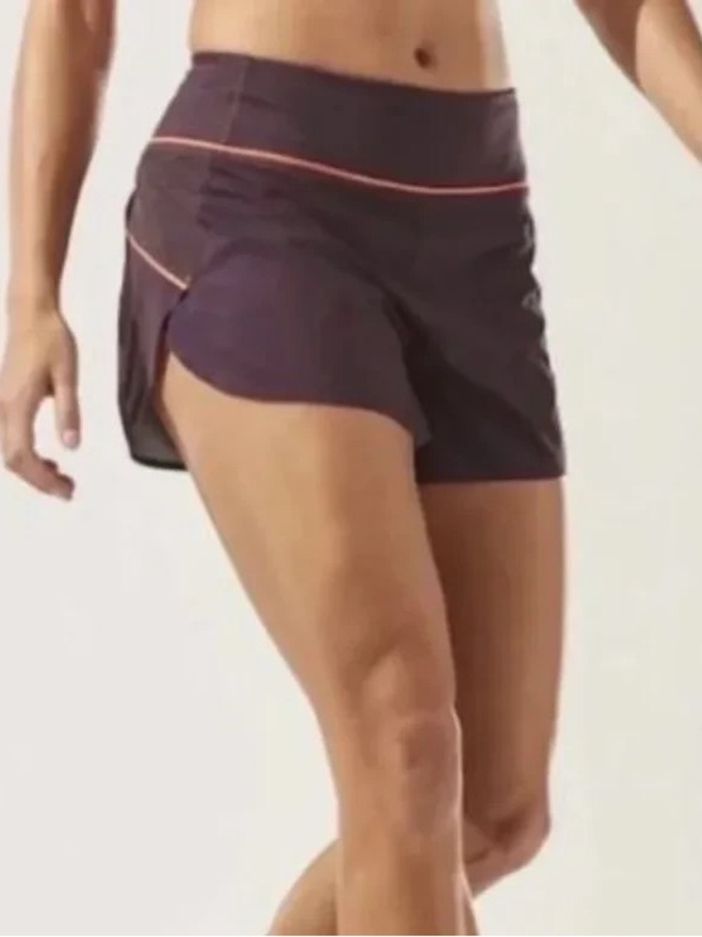 Athleta Plum Athletic Shorts with Coral Piping